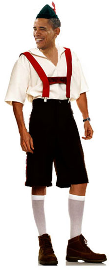 President Obama wearing traditional German lederhosen