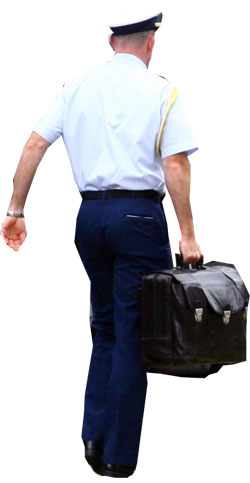 Military officer carries nuclear football briefcase