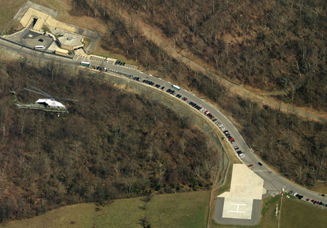 President Obama on Marine One helicopter to Raven Rock Mountain Complex