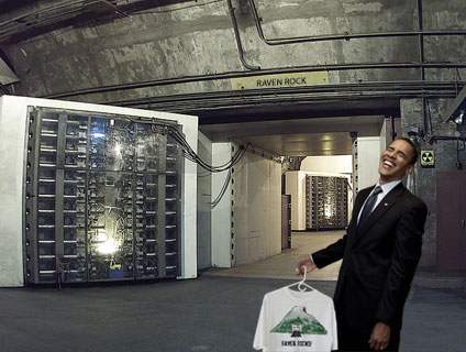 President Obama with his Raven Rock Mountain Complex t-shirt