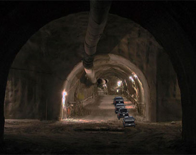 President Obama's motorcade leaving Site R through the tunnel back to Camp David